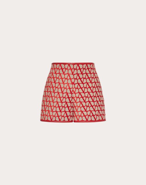 Valentino - Toile Iconographe Light Shorts - Beige/red - Woman - Pants And Shorts