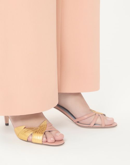Valentino Garavani - Foliefoliage Slide Sandal In Kidskin 65mm - Pink - Woman - Sandals