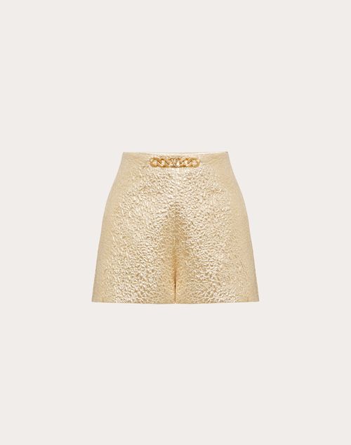Valentino - Short Crispy Gold Vlogo Chain - Or - Femme - Shorts Et Pantalons