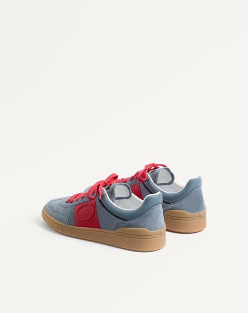 Valentino Garavani - Upvillage Low Top Trainer In Split Leather And Calfskin Nappa Leather - Grey/coral/black - Man - Sneakers