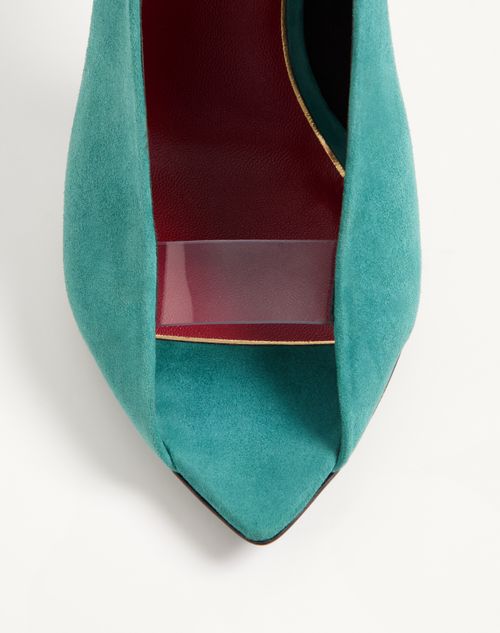 Valentino Garavani - Open Toe Révélé Suede Pumps 105mm - Aquamarine - Woman - Pumps