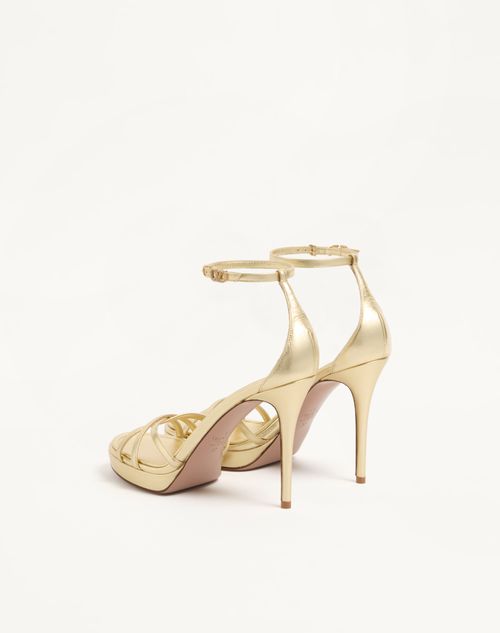 Valentino Garavani - Eveninglam Platform Sandal In Laminated Nappa 120mm - Gold - Woman - Sandals