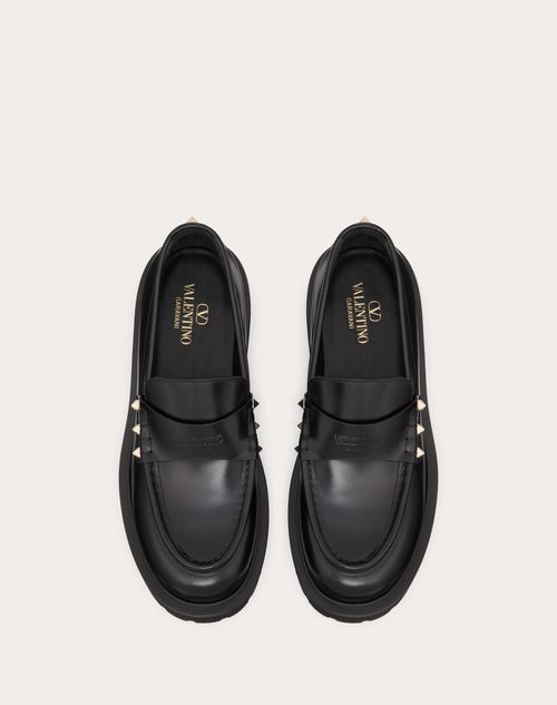 Valentino Garavani - Rockstud Calfskin Loafer - Black - Woman - Loafers & Oxford