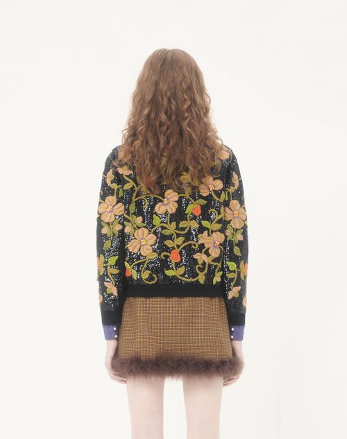 Valentino - Embroidered Wool Cardigan - Black/multicolor - Woman - Knitwear
