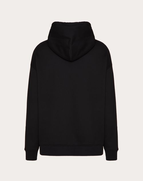 Technical Cotton Sweatshirt With Hood, Zipper And Rubberized Technical Cotton Sweatshirt With Hood, Zipper And Rubberized