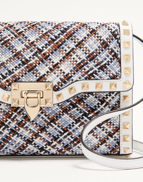 Valentino Garavani - Valentino Garavani Rockstud Small Shoulder Bag In Woven Fabric - White/multicolour - Woman - Rockstud - Bags