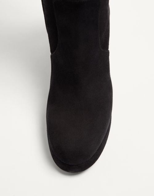 Valentino Garavani - Valentino Garavani Fawcette Plateaustiefel Aus Krustleder, 90 Mm - Schwarz - Frau - Stiefel