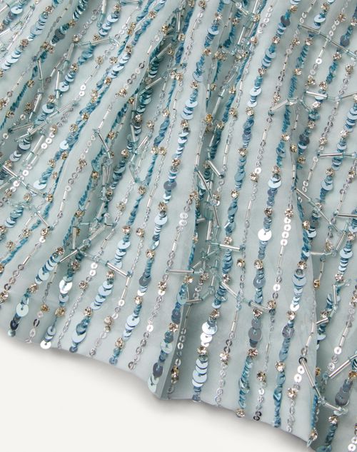 Embroidered Organza Midi Dress for Woman in Silver