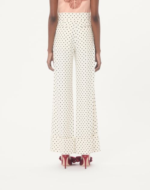 Valentino - Supergran Trousers With Plusdepois Print - Birch/black - Woman - Pants And Shorts