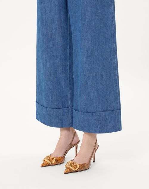 Valentino Garavani - Vlogo Signature Slingback Pump In Tejus 80mm - Straw/smoked Topaz - Woman - Pumps