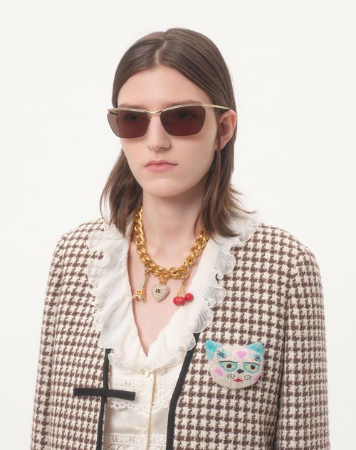 Valentino Garavani - Chez Valentino Necklace In Metal, Enamel And Swarovski® Crystals - Antique Brass - Woman - Jewellery