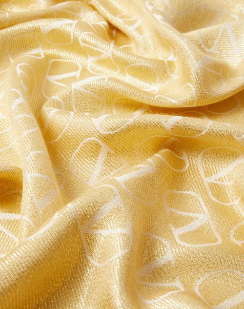 Valentino Garavani - Vlogo Signature Jacquard Shawl In Silk, Cashmere And Lurex 140x140 - Gold/ivory - Woman - Soft Accessories