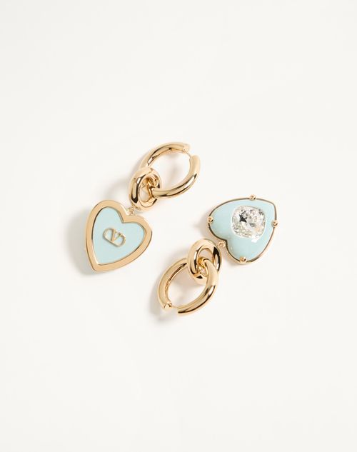 Valentino Garavani - Coeur Hyperbole Earrings In Metal, Resin And Swarovski® Crystals - Gold/azure - Woman - Fashion Jewelry