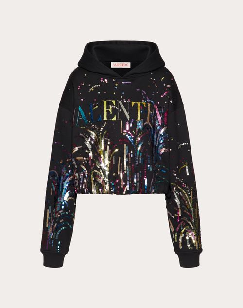 Valentino - Embroidered Jersey Sweatshirt - Black/multicolor - Woman - T-shirts And Sweatshirts