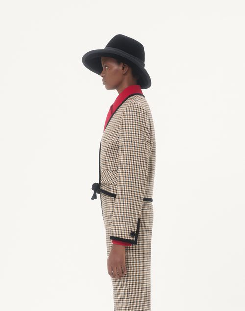 Valentino - Short Houndstooth Jacket - Beige - Woman - Jackets And Blazers