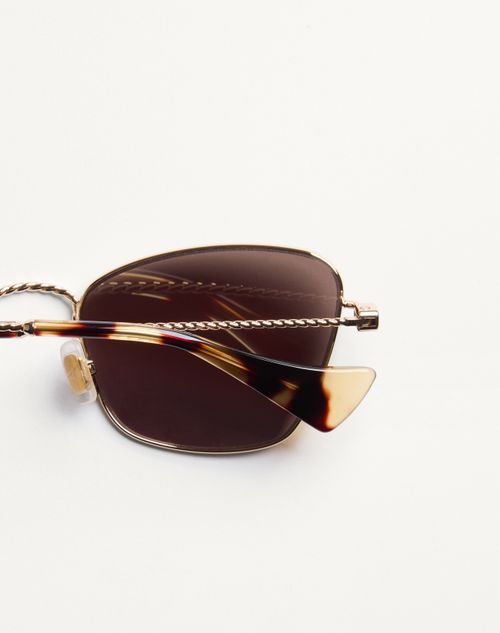 Valentino - Metal Cat-eye Eyewear - Gold/brown - Unisex - Eyewear