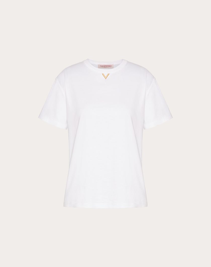 Valentino Handbags T-shirt In Cotton Jersey per Donna in Bianco | Valentino IT