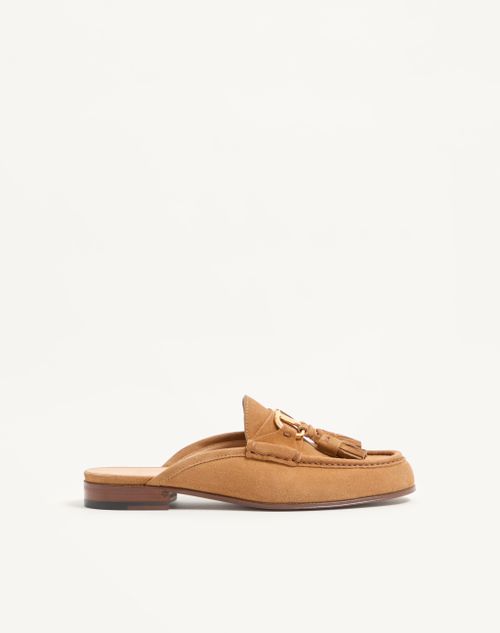 Valentino Garavani - Vlogo Signature Slip-on Loafer In Split-grain Leather 20mm - Havana Beige - Woman - Loafers