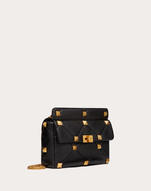 Valentino Garavani - Large Roman Stud The Shoulder Bag In Nappa With Chain - Black - Woman - Roman Stud - Bags