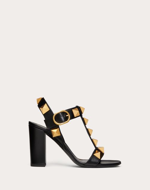 Valentino Garavani - Roman Stud Calfskin Sandal 90 Mm - Black - Woman - Sandals