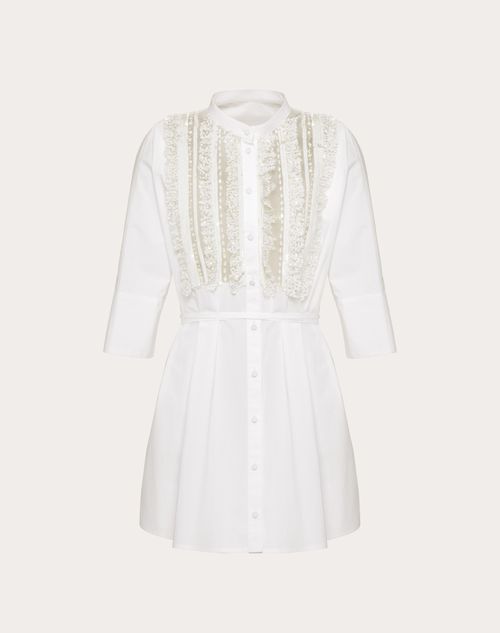 Valentino - Vestido Bordado Cotton Popeline - Blanco - Mujer - Vestidos