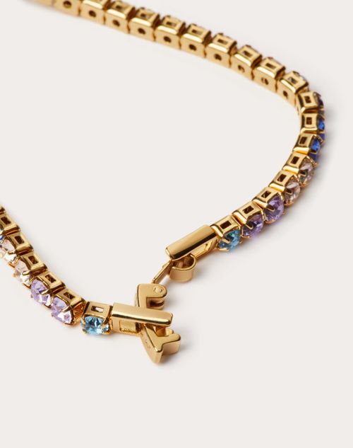 effekt Afspejling sammentrækning Valentino Garavani Rainbow Metal And Crystal Bracelet for Woman in  Gold/multicolor | Valentino US