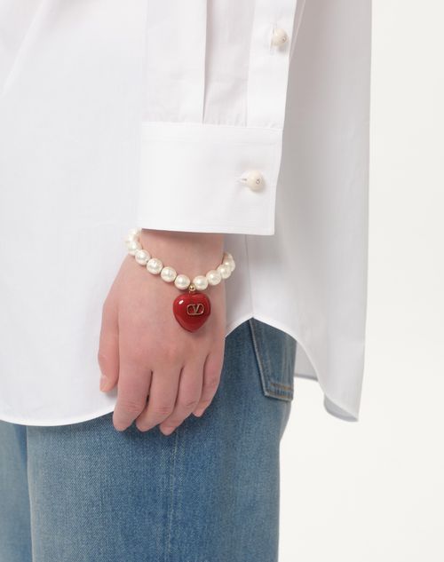 Pearl & Metal Ball Bracelet in Silver/Cream Pearl & Metal Ball Bracelet in Silver/Cream