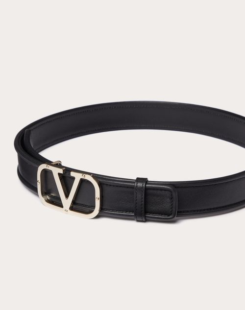 Valentino Garavani Vlogo Signature Calfskin Belt 30 mm Man Black 110