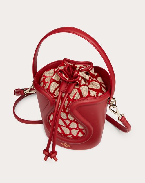 Valentino Vlogo Mini Toile Iconographe Canvas & Leather Bucket Bag