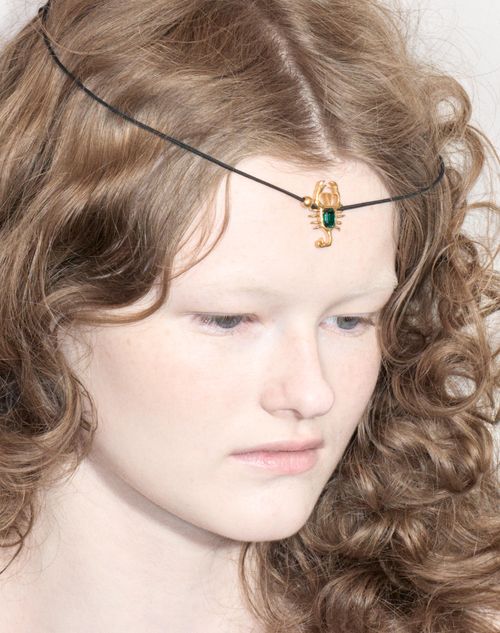 Valentino Garavani - Gardienne Hair Accessory And Necklace In Metal, Crystal And Rope With Tassel - Antique Brass/black - Woman - Fashion Jewelry