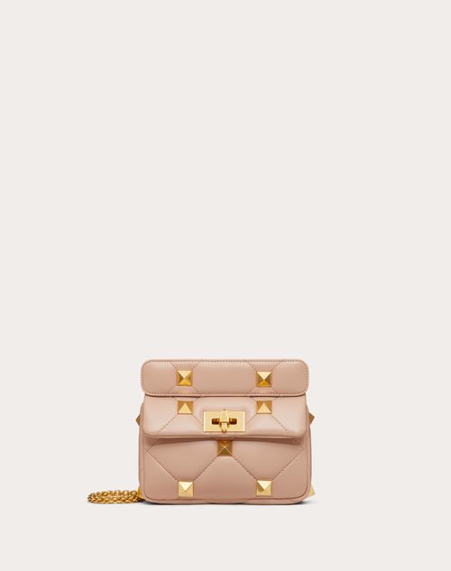 Online Exclusive Small Roman Stud The Shoulder Bag In Nappa With Chain for  Woman in Rose Cannelle