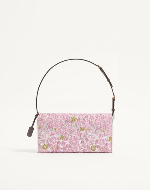 Valentino Garavani - Valentino Garavani Devain Kleine Schultertasche Aus Jacquard-lurex-stoff - Silber/rosa - Frau - Schultertaschen