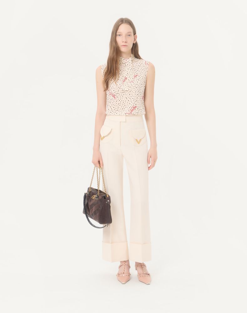 Valentino Plus De Pois Crepe De Chine Bubble Top Woman Vanilla/Multicolour 48