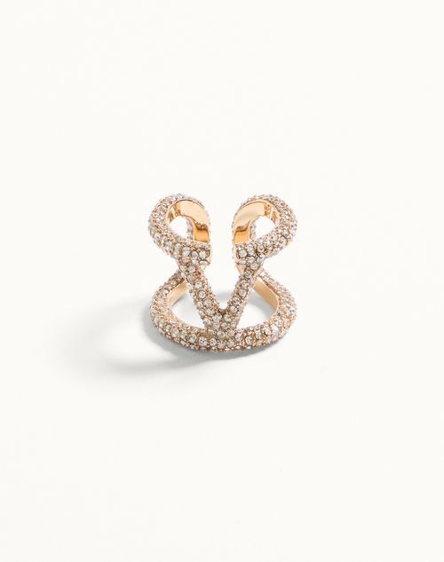 指輪・リング VALENTINO FW24 SIGNATURE VLOGO RING (5W2J0W94MET CS4) Valentino Garavani VLogo Signature crystal-embellished Ring