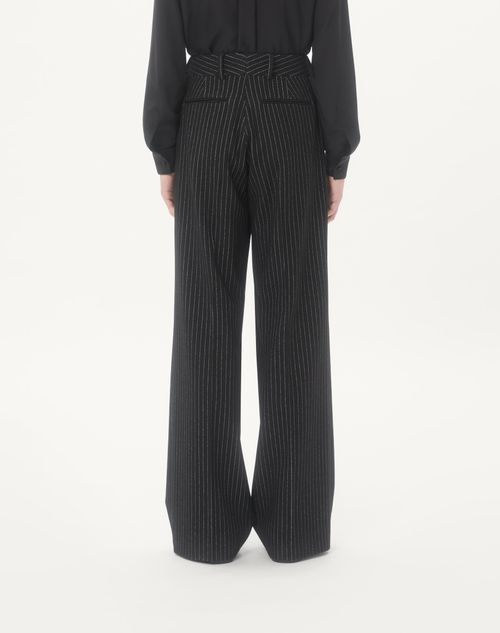 Valentino - Valentino Pinstripe Trousers In Wool And Silk - Black/white - Man - Pants And Shorts