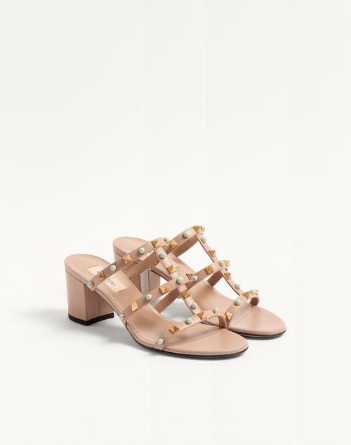 Valentino Garavani - Rockstud Slide Sandal In Calfskin With Cabochon Stones 60mm - Rose Cannelle - Woman - Sandals