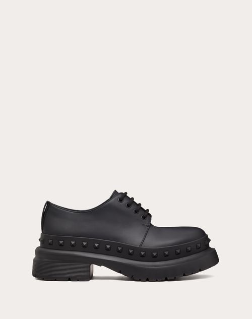 Valentino Garavani - M-way Rockstud Derby Aus Kalbsleder - Schwarz - Mann - Loafers & Oxford