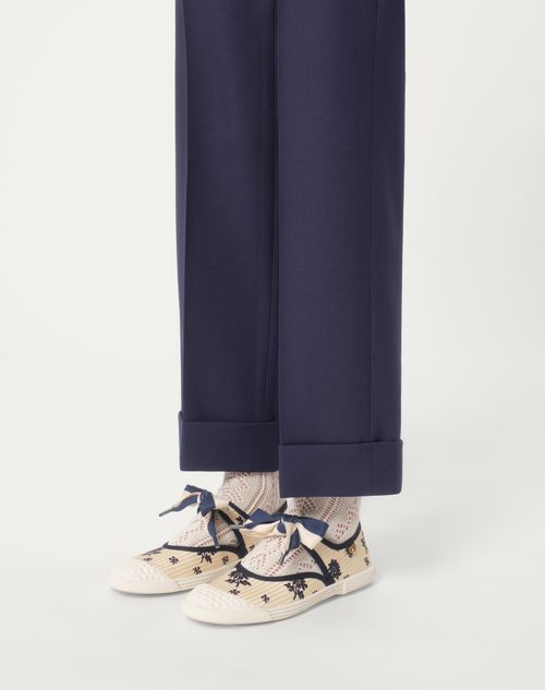 Valentino Garavani - Bay By Bay Ballerina Sneakers In Papier Floral Fabric - Butter/blue - Woman - Sneakers