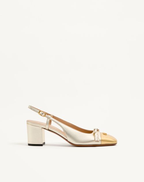 Valentino Garavani - Valet Du Roi Slingback Pump In Laminated Nappa 60mm - Platinum/gold - Woman - Pumps And Slingbacks