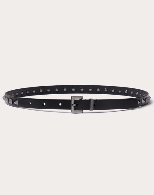 Valentino Garavani - Rockstud Belt In Shiny Calfskin 15 Mm - Black - Woman - Belts - Accessories