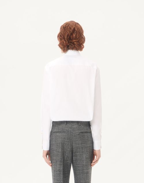 Valentino - Valentino Oxford Cotton Shirt With Vgold - White - Man - Shirts