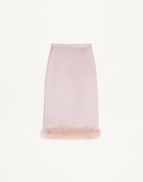 Valentino - Satin Skirt With Feathers - Mauve - Woman - Skirts