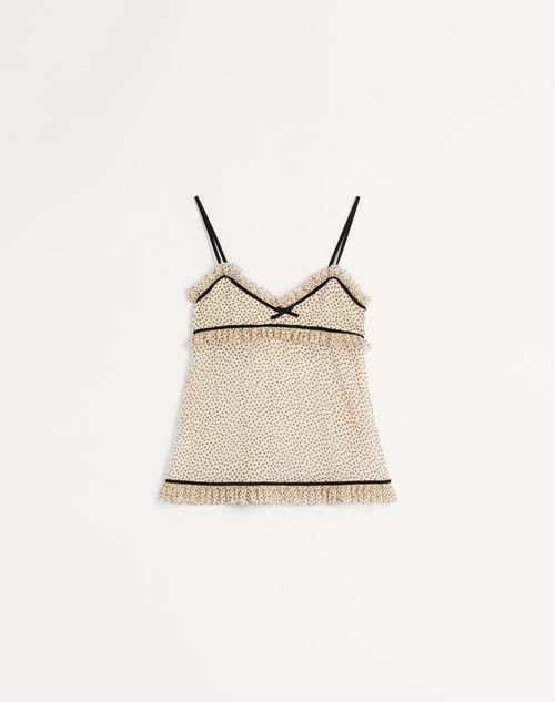 Valentino - Top De Light Georgette Con Estampado Plusdepois - Abedul/negro - Mujer - Camisas Y Tops
