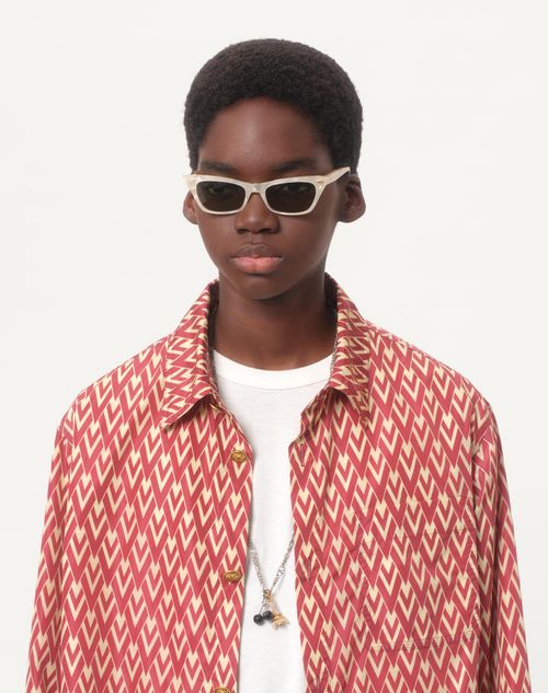 Valentino Garavani - Valentino Garavani Chez Valentino Necklace In Metal, Enamel And Swarovski® Crystals - Palladium - Man - Jewellery