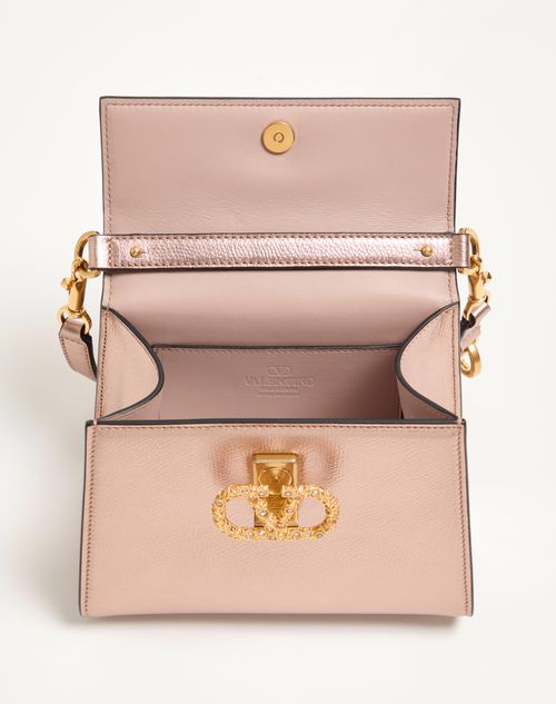 Valentino Garavani - Valentino Garavani Vsling Mini Handbag In Laminated Grainy Calfskin With Jewel Logo - Rose Cannelle - Woman - Top Handle Bags