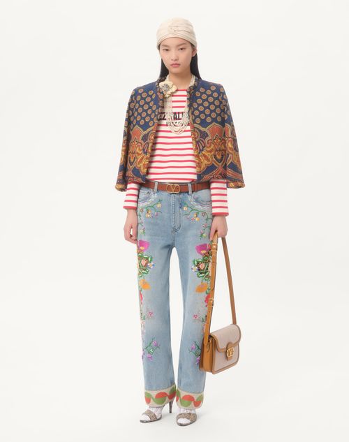 Valentino - Embroidered Denim Pants - Denim/multicolour - Woman - Denim