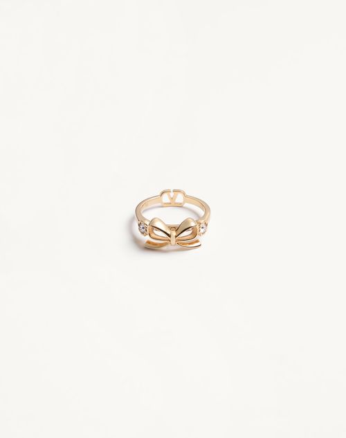 Valentino Garavani - Valentino Vlogo Floc Ring In Metal And Swarovski® Crystals - Gold/crystal - Woman - Jewellery
