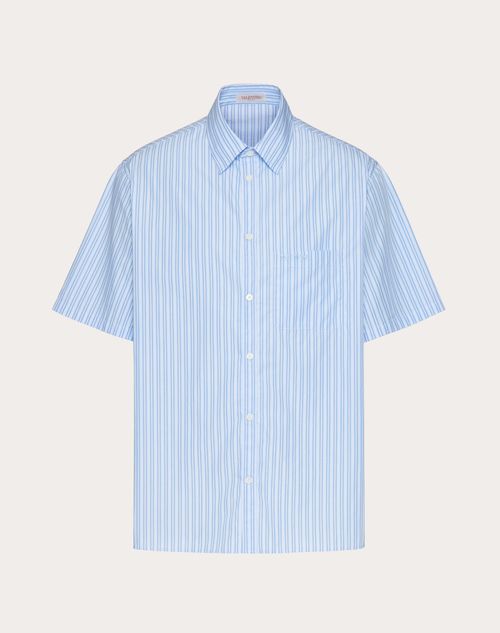 Valentino - Valentino Embroidered Cotton Shirt - Azure/white - Man - Ready To Wear