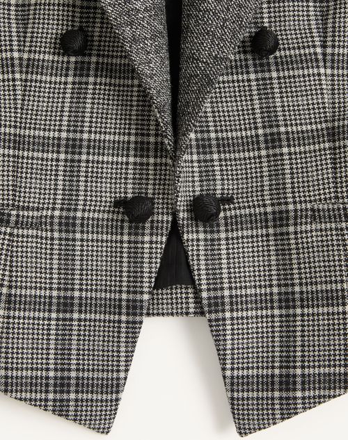 Valentino - Wool Jacket With Check Pattern - Grey - Woman - Jackets And Blazers