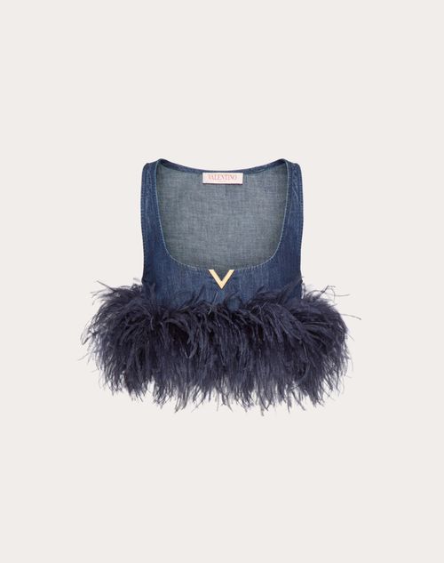 Valentino - Chambray Denim Top - Denim - Woman - Denim